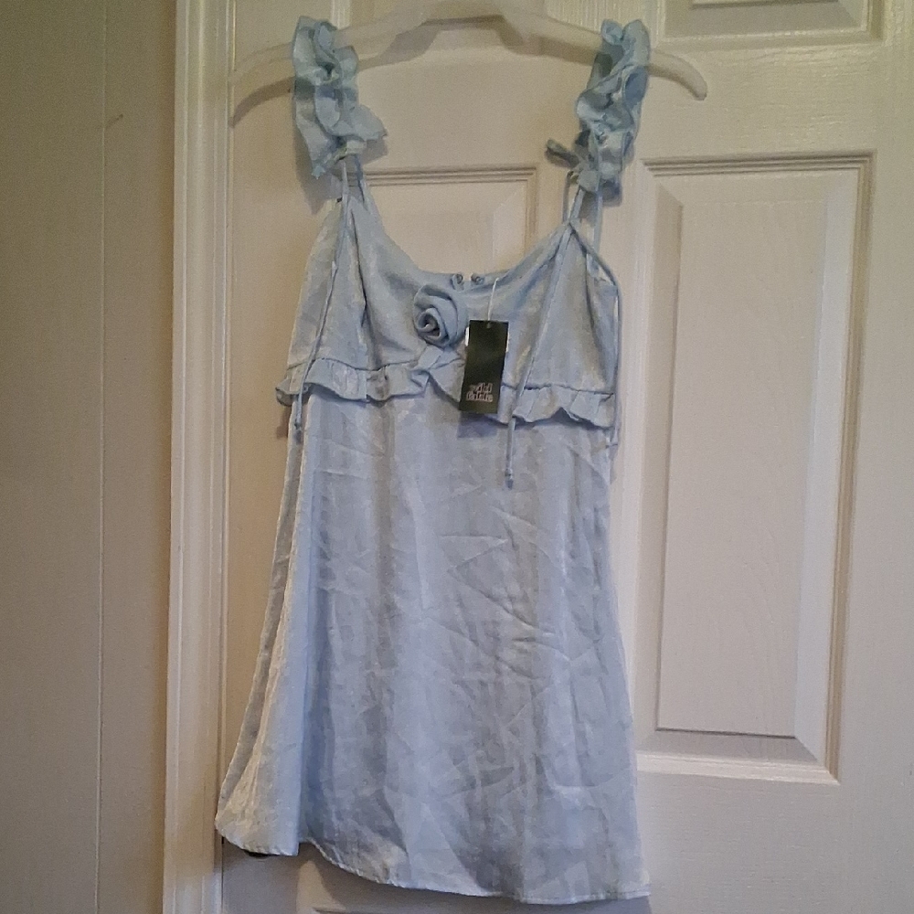 Light Blue Ruffled Women's Top